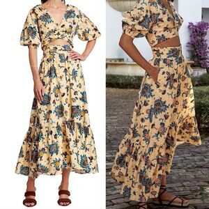 ALC Rylan Top Lucie Floral Maxi Skirt Set Size 12 Apricot Two Piece Designer